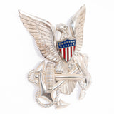 WWII Navy Officers Cap Badge Sterling Silver by Vanguard vintage - Rhinestone Rosie