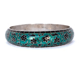 Enamel Bracelet Green and Black Chinese vintage - Rhinestone Rosie