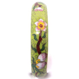 Enamel Bracelet Green with Pink Flowers vintage - Rhinestone Rosie