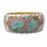 Enamel Bracelet Wide Blossom Brass vintage - Rhinestone Rosie