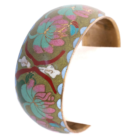 Enamel Bracelet Wide with Blossoms