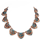 Copper Enamel Link Necklace vintage - Rhinestone Rosie