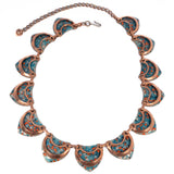 Copper Enamel Link Necklace vintage - Rhinestone Rosie
