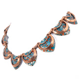 Copper Enamel Link Necklace vintage - Rhinestone Rosie