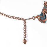 Copper Enamel Link Necklace vintage - Rhinestone Rosie