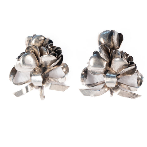 Flower Bow Earrings Sterling Silver