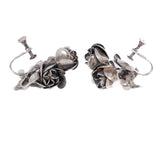 Flower Bow Earrings Sterling Silver vintage - Rhinestone Rosie