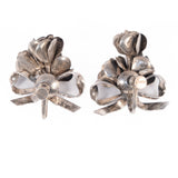 Flower Bow Earrings Sterling Silver vintage - Rhinestone Rosie