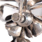 Flower Bow Earrings Sterling Silver vintage - Rhinestone Rosie