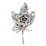 Flower Brooch with Bow Sterling Silver vintage - Rhinestone Rosie