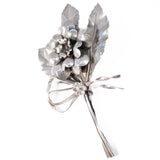 Flower Brooch with Bow Sterling Silver vintage - Rhinestone Rosie