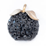 Black Lucite Rhinestone Fruit Apple Cherry Brooch - Rhinestone Rosie