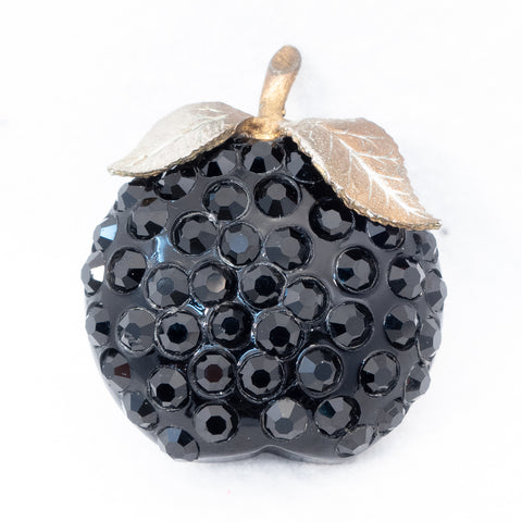 Black Rhinestone Fruit Brooch