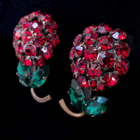 Rhinestone Cherry Earrings Austria