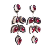 Garnet Dangle Earrings Sterling Silver vintage - Rhinestone Rosie