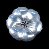 Sterling Silver Flower Brooch with Garnet - Rhinestone Rosie