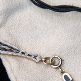 Foldable Lorgnette 14kt Gold Filigree black cord necklace vintage - Rhinestone Rosie