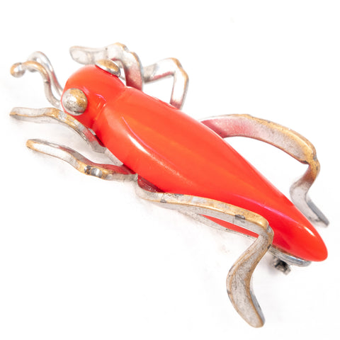 Bakelite Grasshopper Brooch