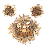 Aurora Borealis Green Brown Rhinestone Brooch and Earring Set vintage - Rhinestone Rosie