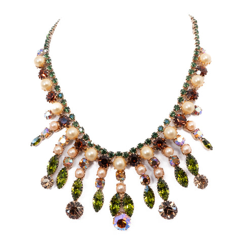 Green Brown Pearl Aurora Borealis Necklace