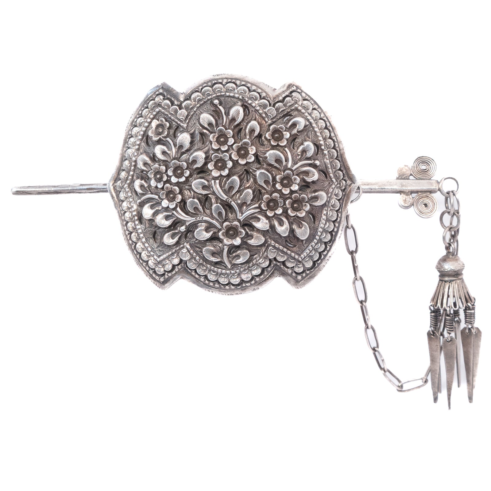 Silver Flower Hair Slide with Pin – Rhinestone Rosie