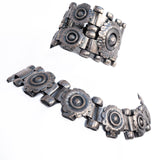 Hammered Metal Necklace and Bracelet Set vintage - Rhinestone Rosie