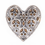 Blue Rhinestone Heart Filigree Brooch vintage - Rhinestone Rosie