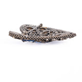 Blue Rhinestone Heart Filigree Brooch vintage - Rhinestone Rosie