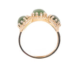 Jade Three Stone Ring 14kt ROMANY by Stern and Stern vintage - Rhinestone Rosie