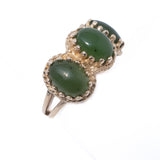 Jade Three Stone Ring 14kt ROMANY by Stern and Stern vintage - Rhinestone Rosie