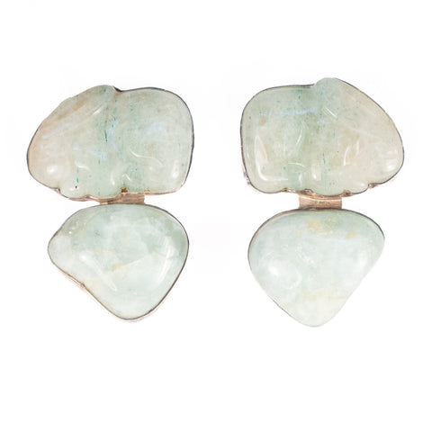 Aquamarine Rabbit Earrings by Rebecca Collins