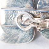Carved Rabbit Earrings Aquamarine by Rebecca Collins - Rhinestone Rosie
