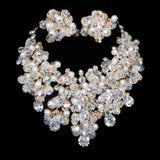 Juliana Aurora Borealis Rhinestone and Pearl Large Necklace and Earrings Set vintage - Rhinestone Rosie