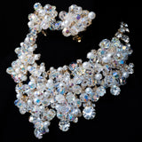 Juliana Aurora Borealis Rhinestone and Pearl Large Necklace and Earrings Set vintage - Rhinestone Rosie