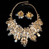 Juliana Aurora Borealis Rhinestone and Pearl Large Necklace and Earrings Set vintage - Rhinestone Rosie