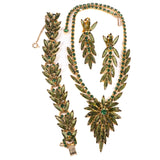 Juliana Green Necklace, Brooch, and Earrings Set vintage - Rhinestone Rosie
