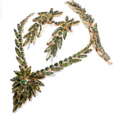 Juliana Green Necklace, Brooch, and Earrings Set vintage - Rhinestone Rosie