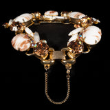 Juliana Gold/Copper Fluss Milk Glass Bracelet and Earrings Set vintage - Rhinestone Rosie