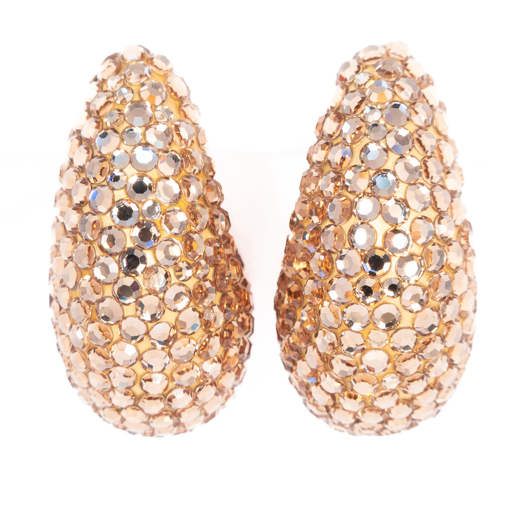Richard Kerr Light Brown Rhinestone Earrings vintage - Rhinestone Rosie