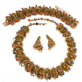 Kramer NY Green Brown Filigree Set vintage - Rhinestone Rosie