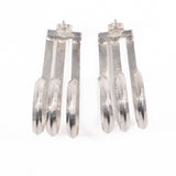 Sterling Silver Triple Row Open Hoop Earrings Mexico vintage - Rhinestone Rosie