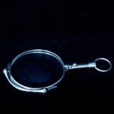Foldable sterling silver lorgnette with button mechanism and chain vintage - Rhinestone Rosie
