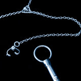 Foldable sterling silver lorgnette with button mechanism and chain vintage - Rhinestone Rosie