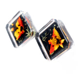 Lucite Reverse Carved Fish Earrings vintage - Rhinestone Rosie