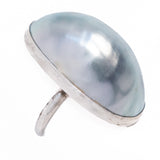 Osmena Shell Cabochon Ring and Earrings Set vintage - Rhinestone Rosie