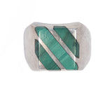 Malachite Inlay Ring Sterling Silver Mexico vintage - Rhinestone Rosie