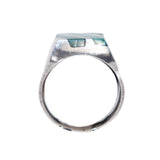 Malachite Inlay Ring Sterling Silver Mexico vintage - Rhinestone Rosie