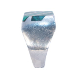 Malachite Inlay Ring Sterling Silver Mexico vintage - Rhinestone Rosie