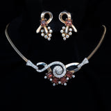 Mazer Bros Purple Rhinestone Necklace and Earrings Set vintage - Rhinestone Rosie