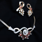 Mazer Bros Purple Rhinestone Necklace and Earrings Set vintage - Rhinestone Rosie